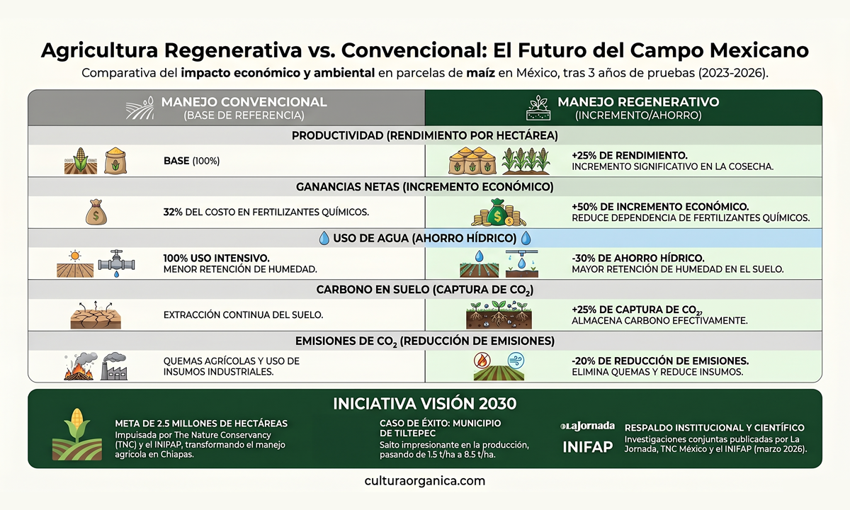 Datos del modelo regenerativo en parcelas mexicanas