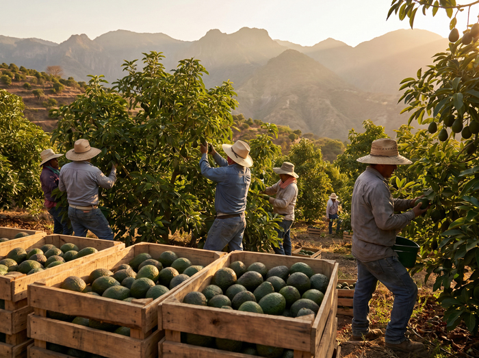 Cosecha de aguacate orgánico certificado en Michoacán